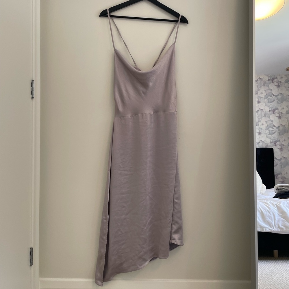 Satin Asymmetrical Midi Dress